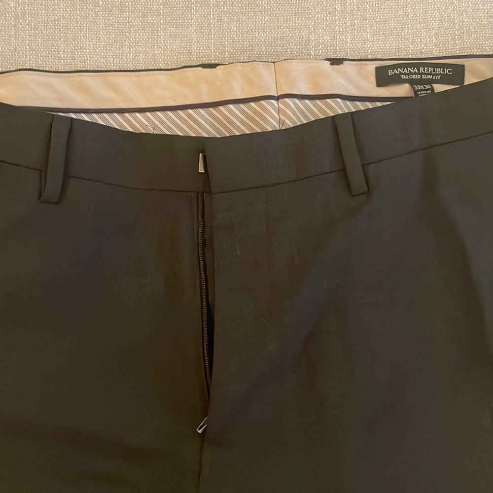 Banana Republic tailored fit work pants, black, 33/30